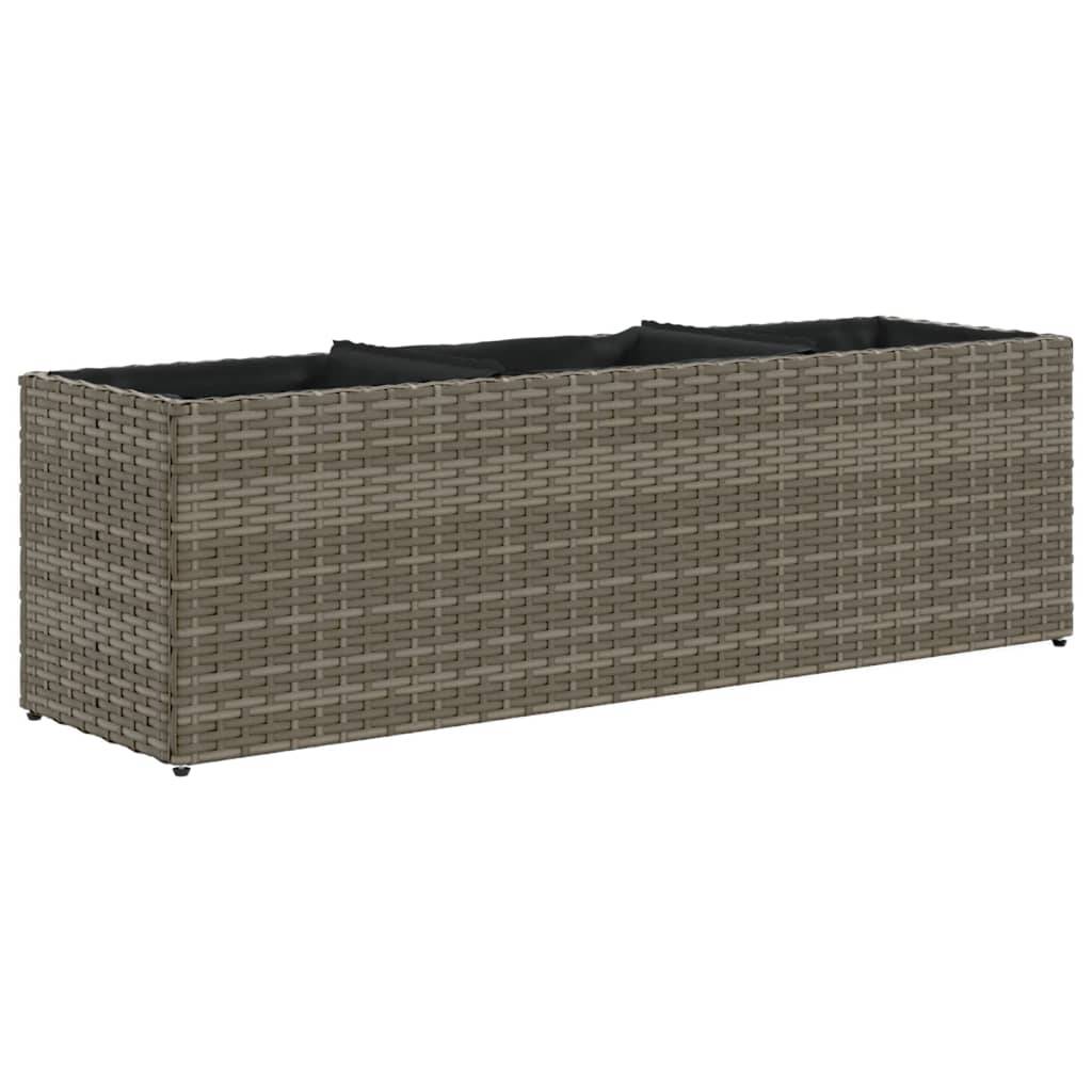 vidaXL Hochbeet mit 3 Fächern Grau 105x30x32 cm Poly Rattan