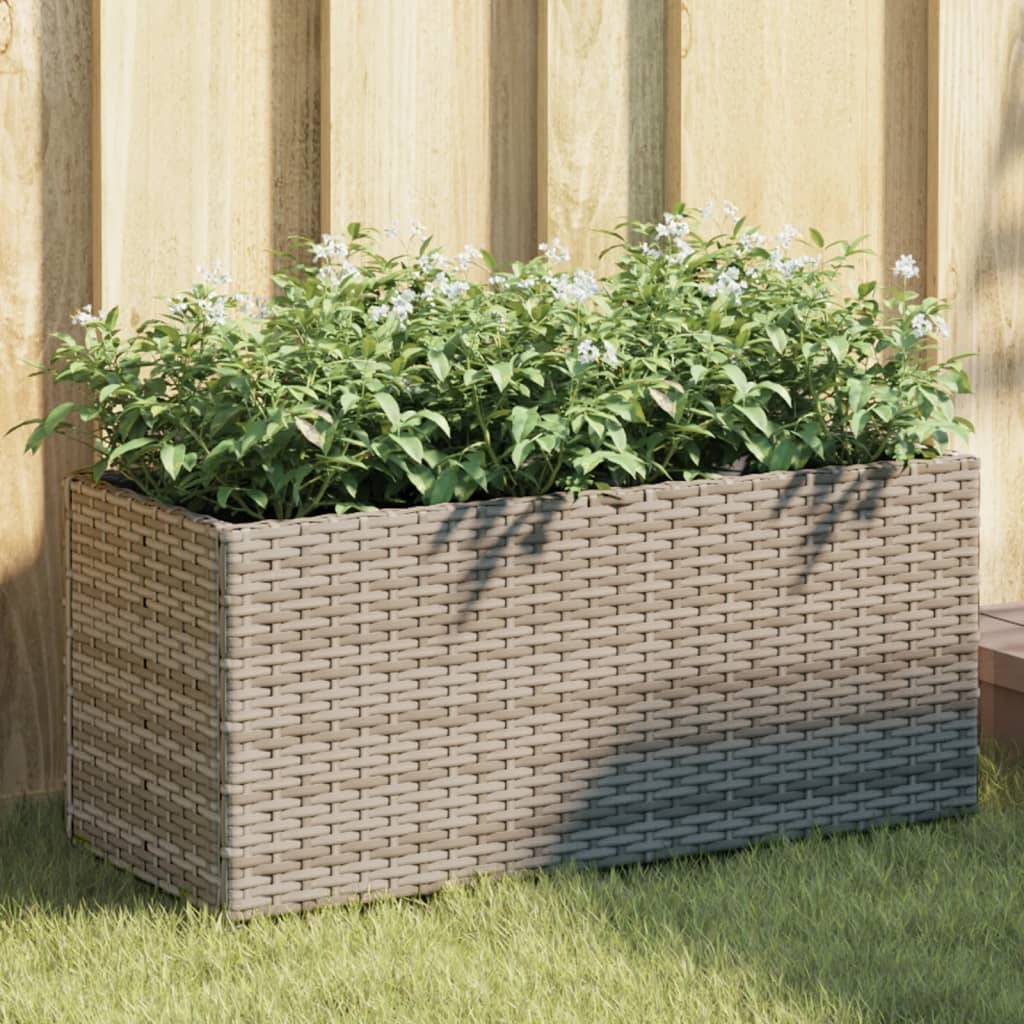 vidaXL Hochbeet mit 2 Fächern Grau 72x30x32 cm Poly Rattan