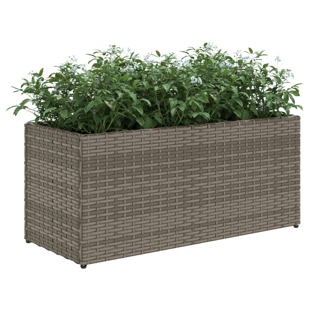 vidaXL Hochbeet mit 2 Fächern Grau 72x30x32 cm Poly Rattan