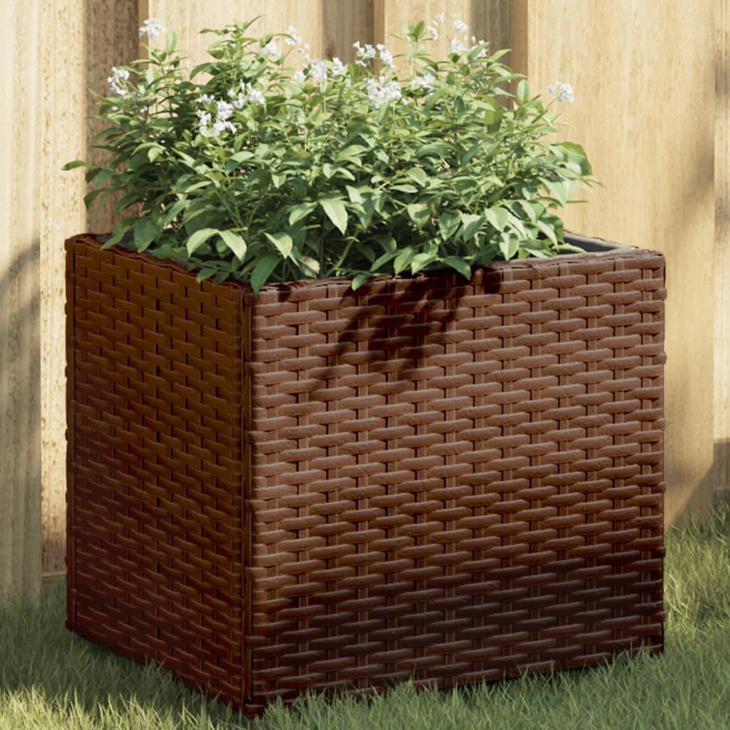 vidaXL Pflanzkübel 2 Stk. Braun 36x30x32 cm Poly Rattan