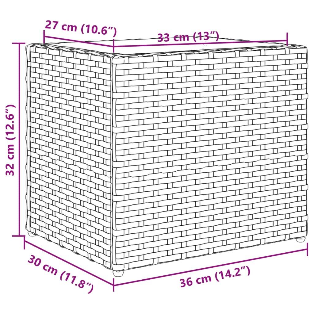 vidaXL Pflanzkübel 2 Stk. Braun 36x30x32 cm Poly Rattan