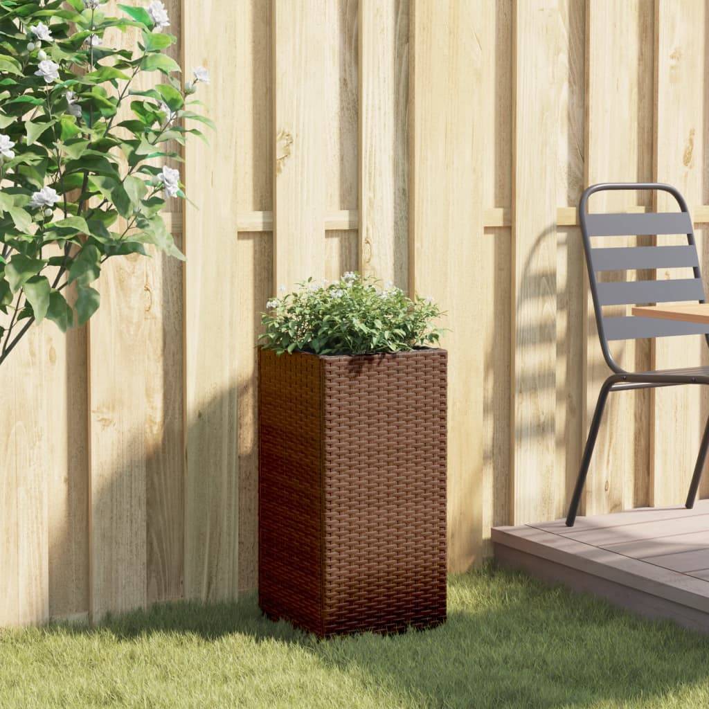 vidaXL Pflanzkübel Braun 30x30x60 cm Poly Rattan
