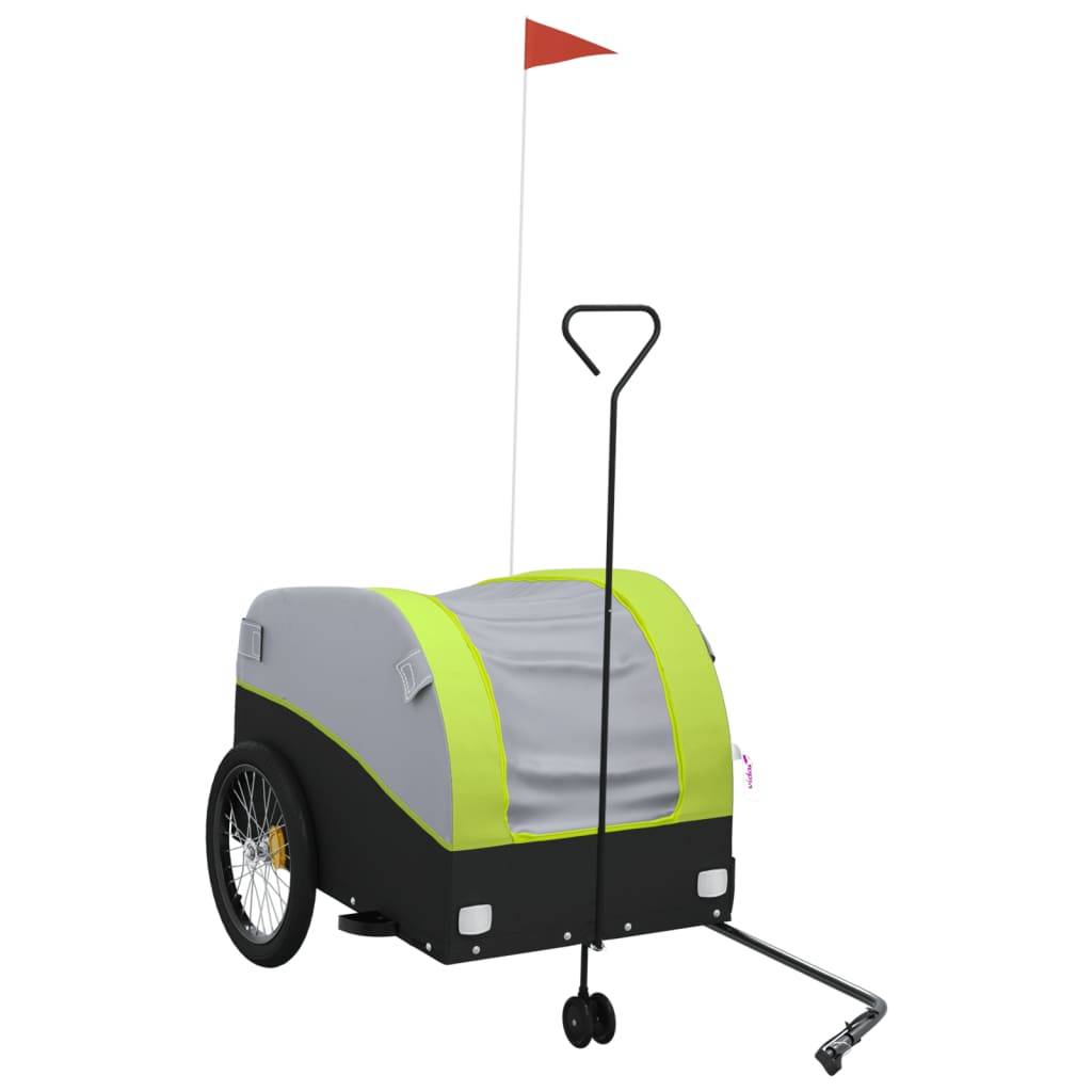 vidaXL Fahrradanhänger Schwarz und Grün 45 kg Eisen