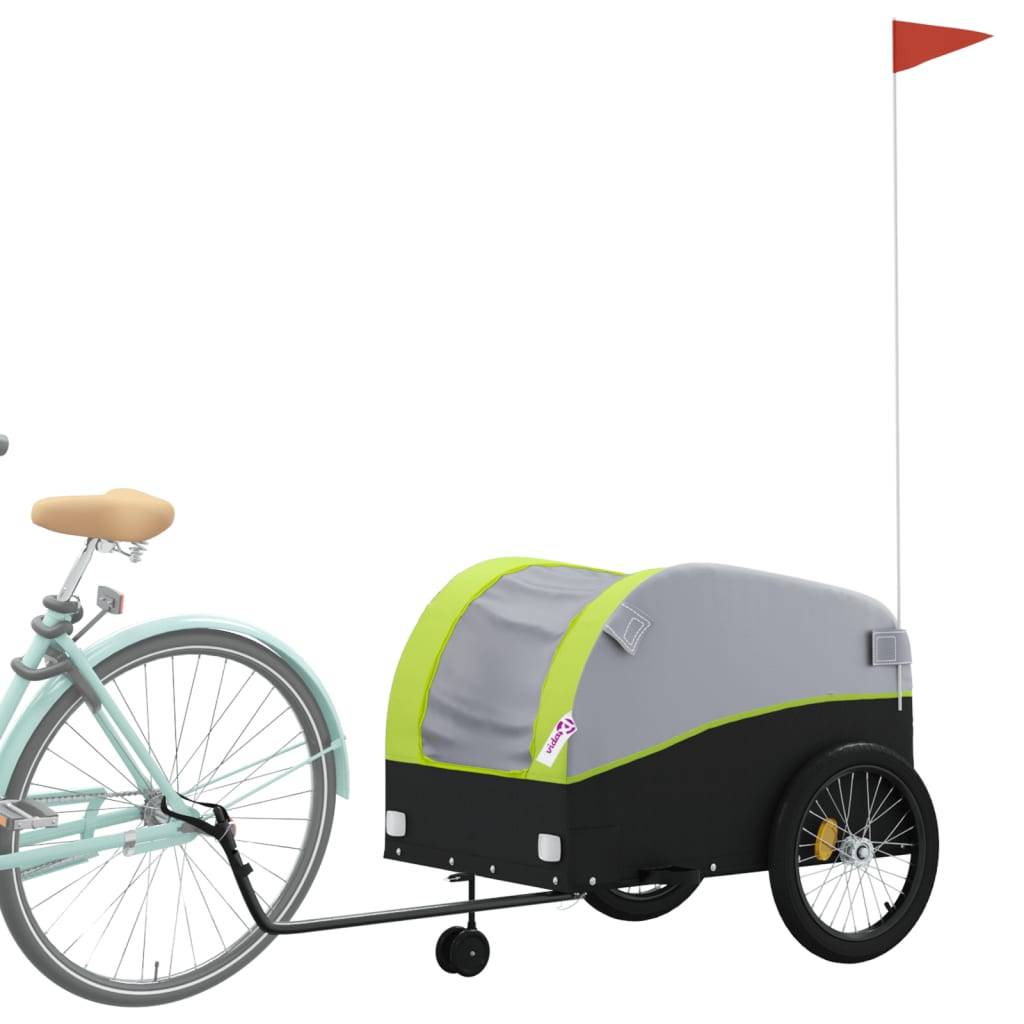vidaXL Fahrradanhänger Schwarz und Grün 45 kg Eisen
