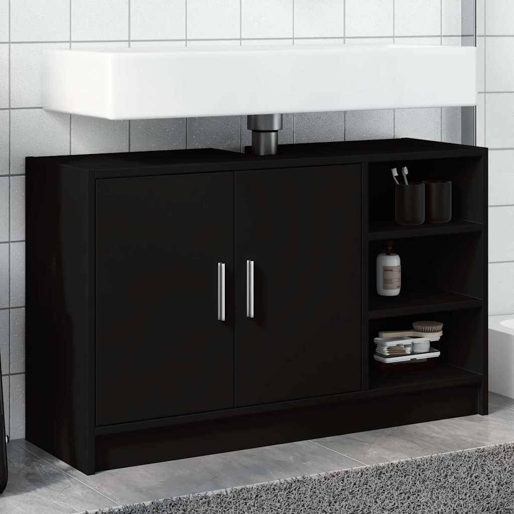 vidaXL Waschbeckenunterschrank Schwarz 90x29x55 cm Holzwerkstoff