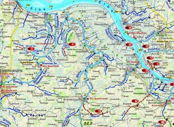 Wassersport-Wanderkarte / Deutschland Nordwest für Kanu- und Rudersport