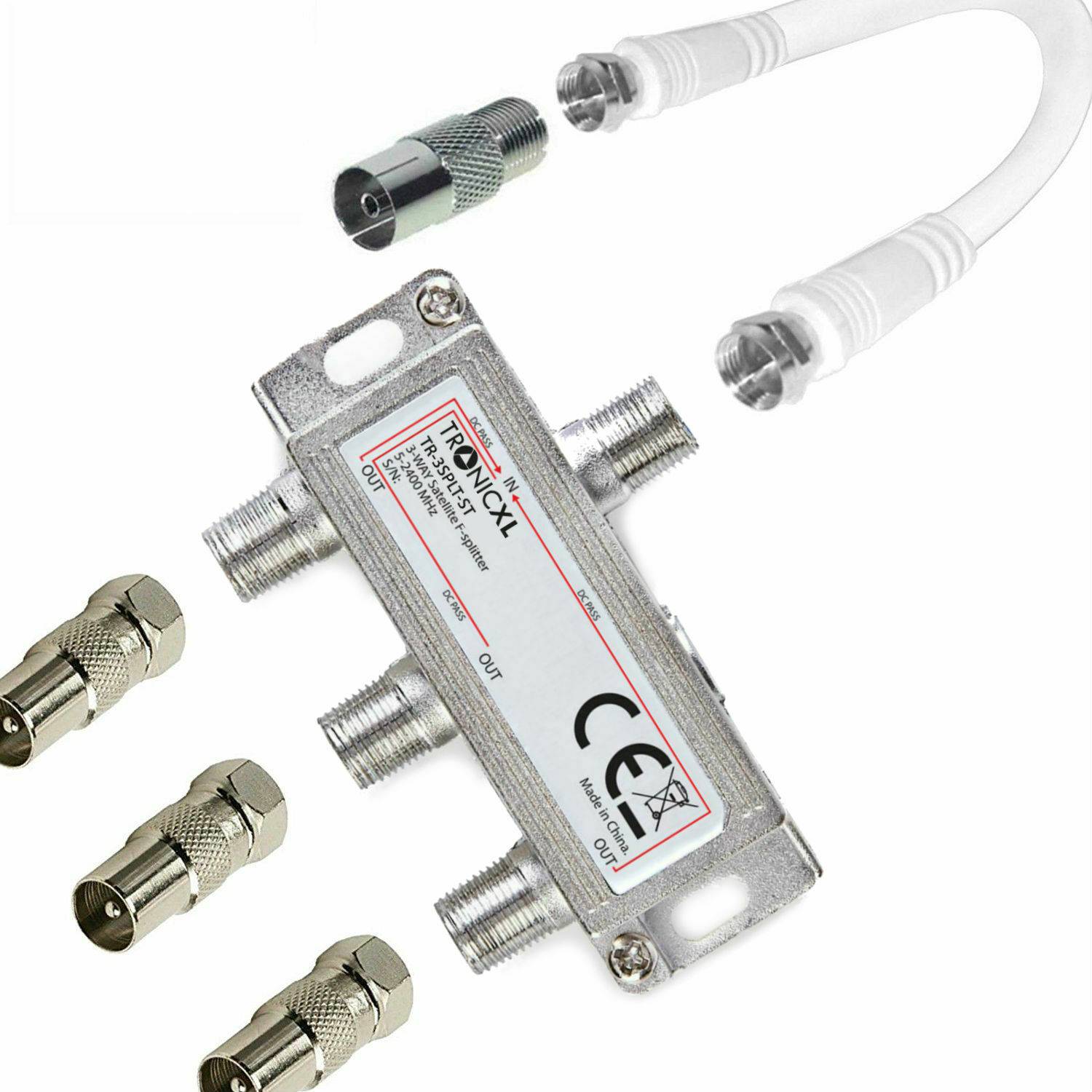 IEC Breitband Kabel Verteiler 3-fach TV Splitter DVB-T Kabelfernsehen DVB-C Kabelfernseh DVBC Antennenverteiler Sat Weiche HDTV digital fernsehen