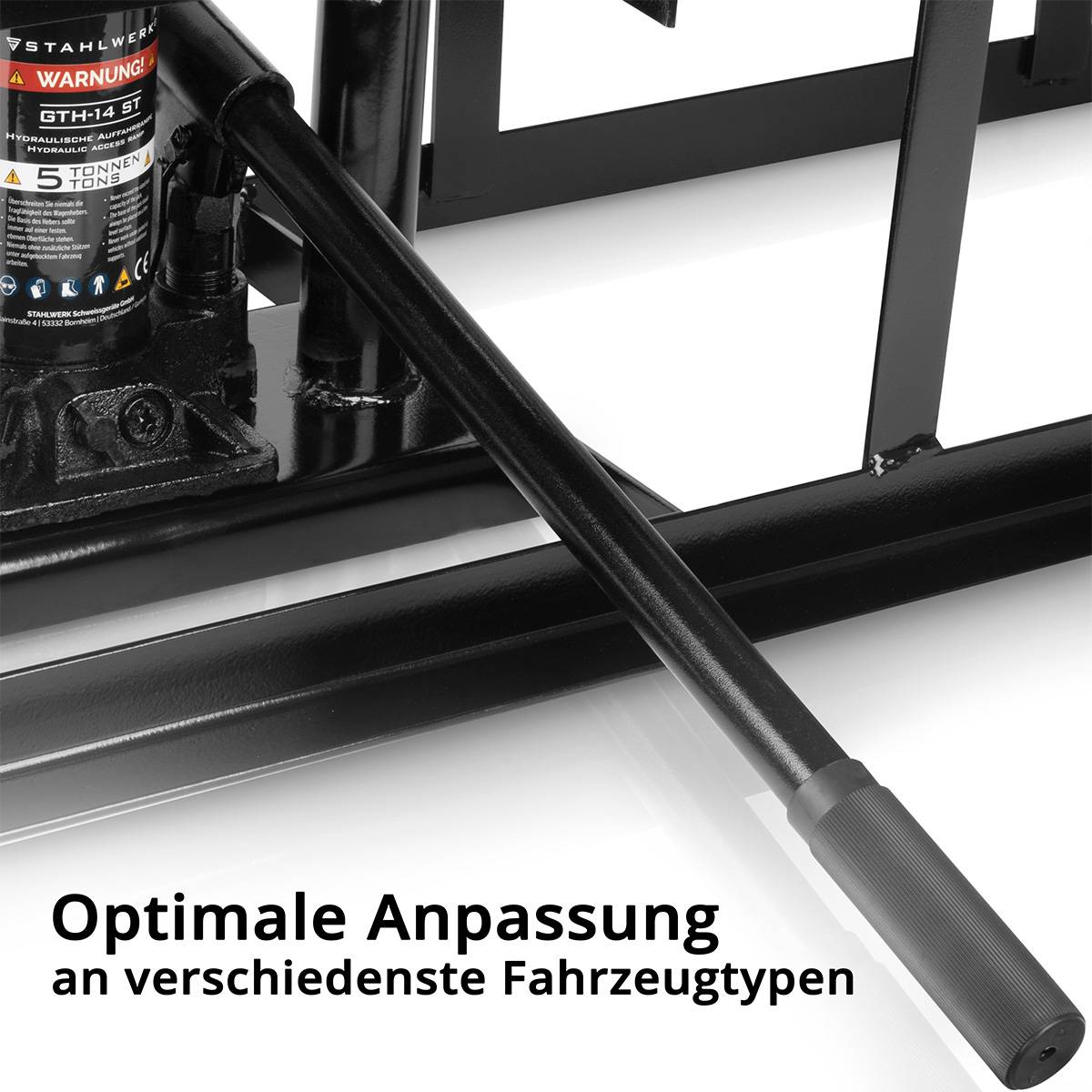 STAHLWERK Hydraulische Auffahrrampe GTH-14 ST mit 5 Tonnen Tragkraft Auffahrbock