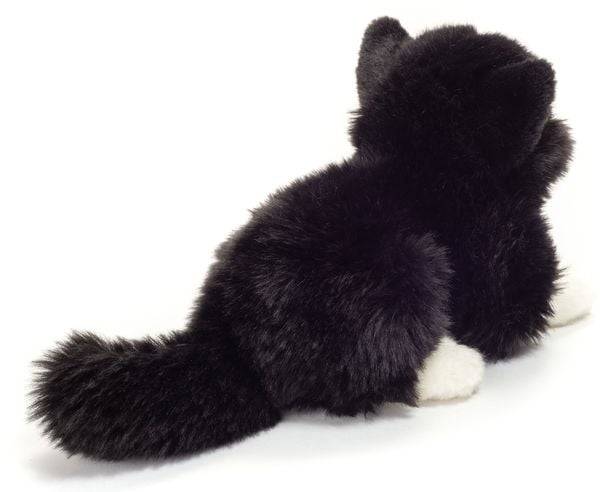Teddy-Hermann - Katze liegend schwarz/weiß, 20 cm