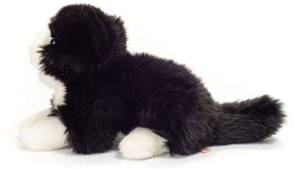 Teddy-Hermann - Katze liegend schwarz/weiß, 20 cm