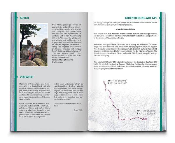 KOMPASS Wanderführer Rennsteig, 10 Etappen mit Extra-Tourenkarte