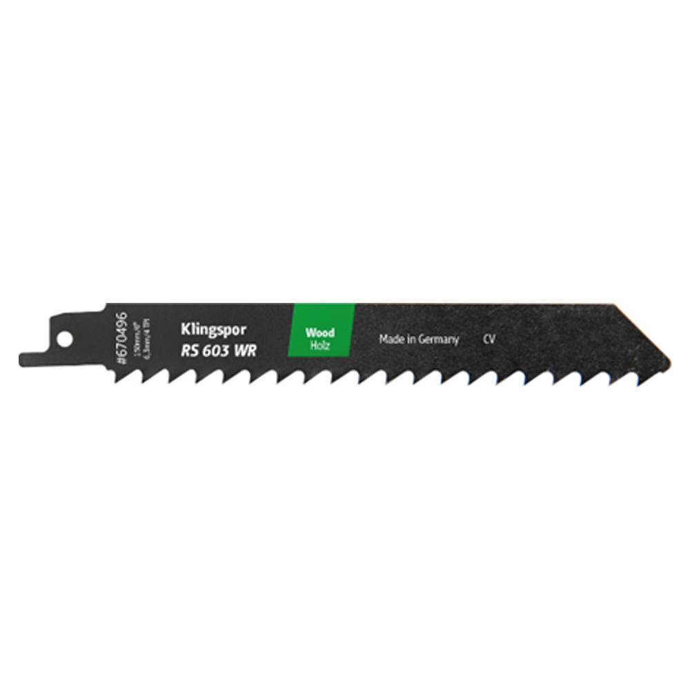 CV-Säbelsägeblatt - RS 603 WR Supra - für Holz - Maße 19 x 150 x 1,2 mm - Nutzlänge 130 mm - Materialstärke 15 bis 100 mm - TPI 4 - VE 5 Stück