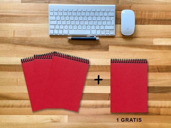 A 5 Notizblock - Set, 3+1 gratis, Luxury 80 Seiten ROT JUPITER GLITTER-OPTIK, liniert