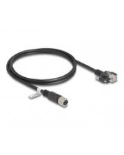 Delock M12 Kabel X-kodiert 8 Pin Buchse zu RJ45 Stecker mit Schrauben Cat.6A S/FTP 1 m CAT 6a FTP SFTP 1 m 8-polig Schwarz