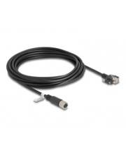 Delock M12 Kabel X-kodiert 8 Pin Buchse zu RJ45 Stecker mit Schrauben Cat.6A S/FTP 5 m CAT 6a FTP SFTP 5 m 8-polig Schwarz