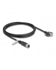Delock M12 Kabel A-kodiert 8 Pin Buchse zu RJ45 Stecker mit Schrauben Cat.5e FTP 2 m CAT 5e 2 m 8-polig Schwarz