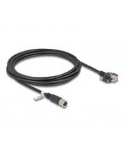 Delock M12 Kabel X-kodiert 8 Pin Buchse zu RJ45 Stecker mit Schrauben Cat.6A S/FTP 3 m CAT 6a FTP SFTP 3 m 8-polig Schwarz
