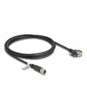 Delock M12 Kabel X-kodiert 8 Pin Buchse zu RJ45 Stecker mit Schrauben Cat.6A S/FTP 2 m CAT 6a FTP SFTP 2 m 8-polig Schwarz
