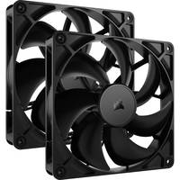 Zwei schwarze Computer-Kühlungsventilatoren, einer vor dem anderen, auf weißem Hintergrund.