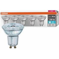 OSRAM LED-Lampe, GU10, EEK F, 2,6 W, 230 lm, 4000 K, 5er Set OSRAM LED-Lampe, GU10, EEK F, 2,6 W, 230 lm, 4000 K, 5er Set