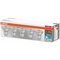 OSRAM LED-Lampe, GU10, EEK F, 2,6 W, 230 lm, 4000 K, 5er Set OSRAM LED-Lampe, GU10, EEK F, 2,6 W, 230 lm, 4000 K, 5er Set
