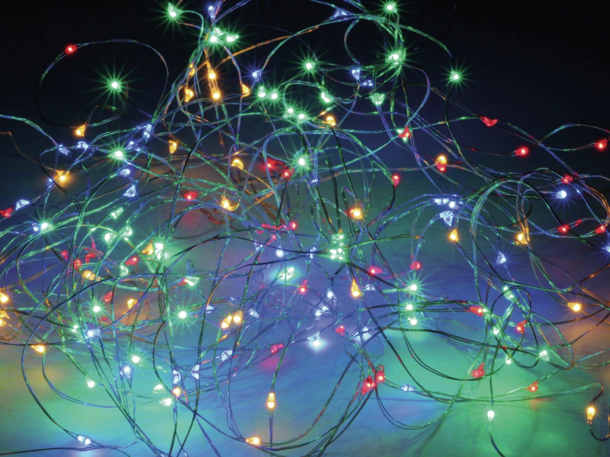 LED-Lichterkette Vorhang, Silberdraht, 100 LEDs, bunt, 230V~, Innen/Außen