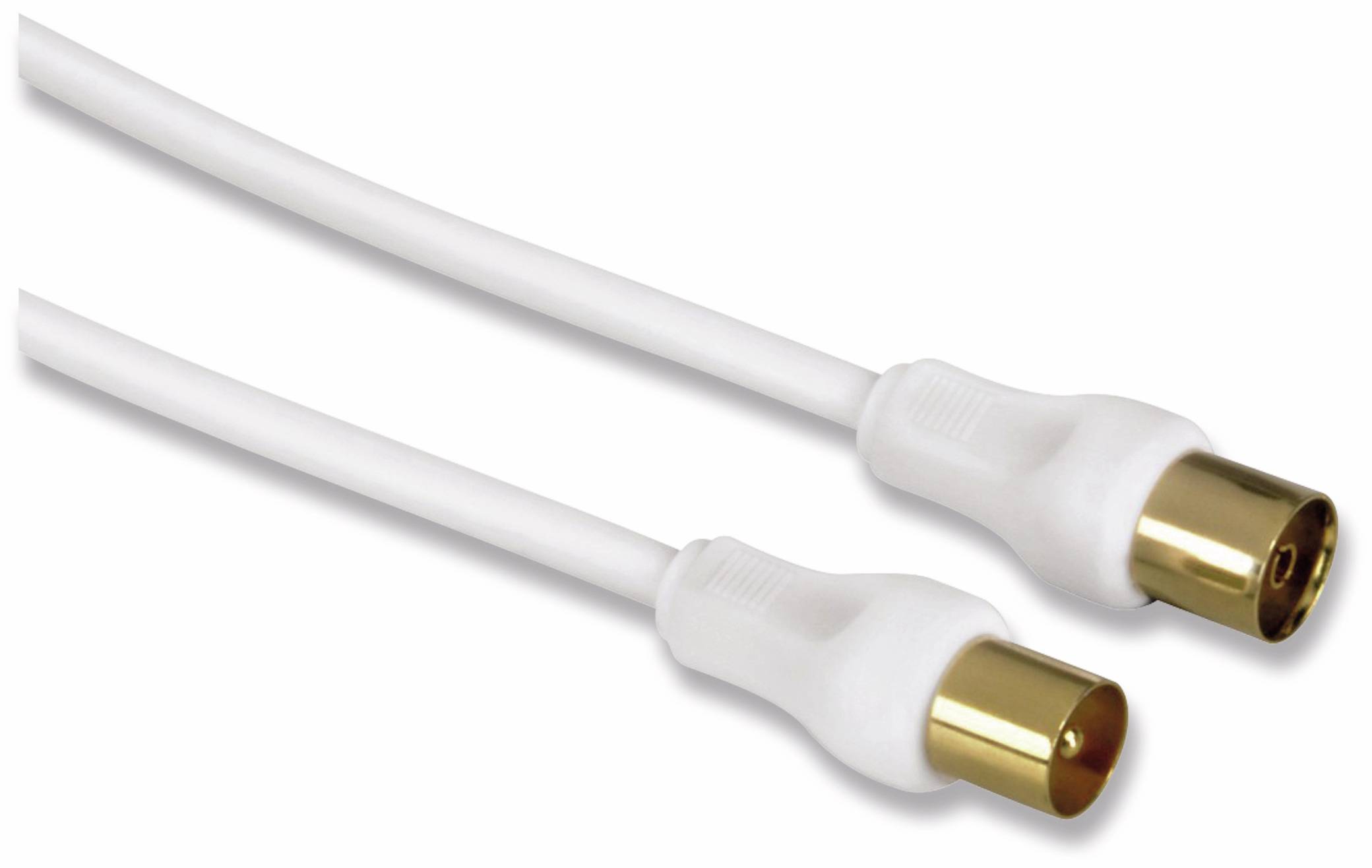 HAMA Antennenanschlusskabel 132150, Stecker/Kupplung, weiß, 3 m, vergoldet