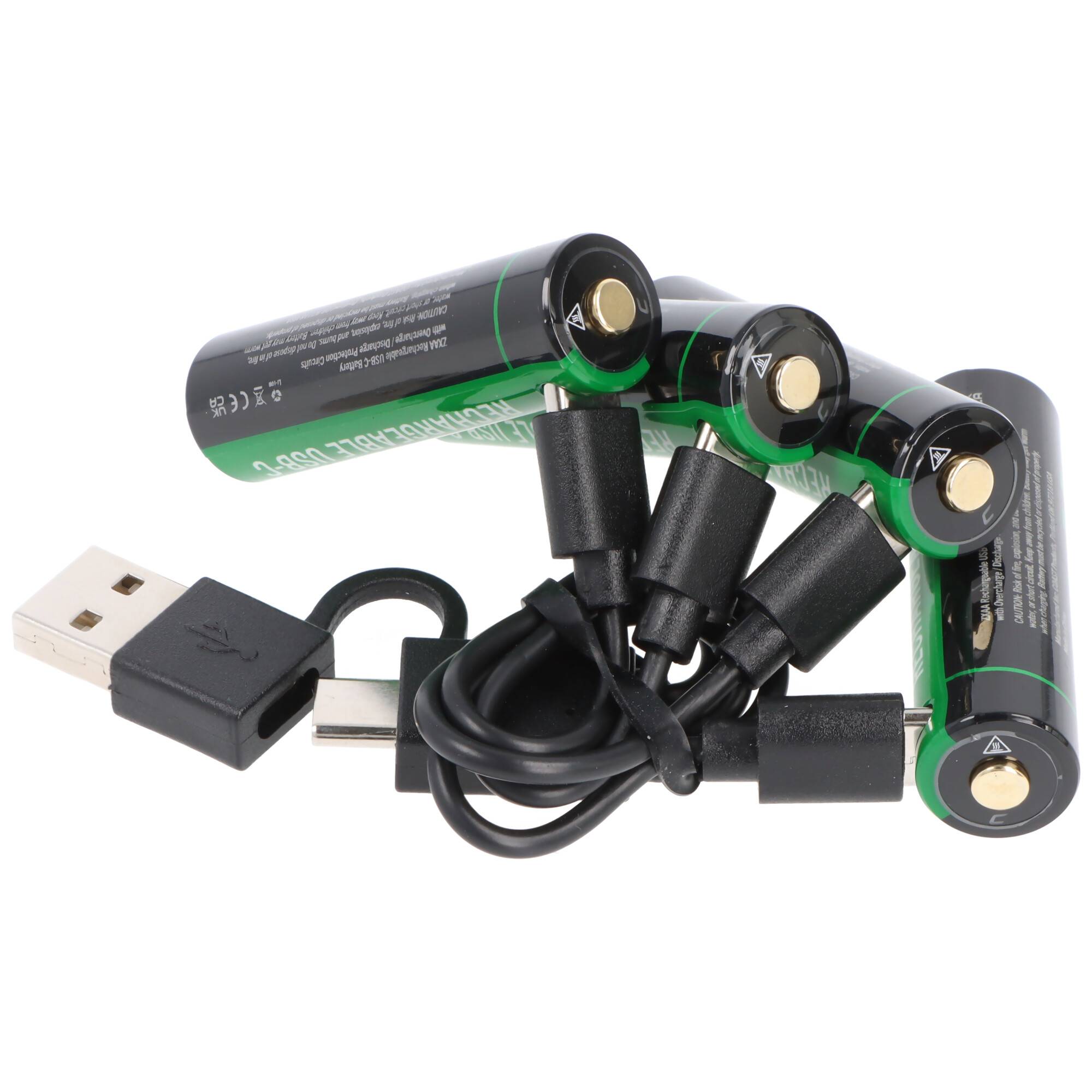 2400mAh Mignon AA 1,5V ZITHION-X® Lithium-Ionen Akkus, inkl. 4in1 USB-C Ladekabel