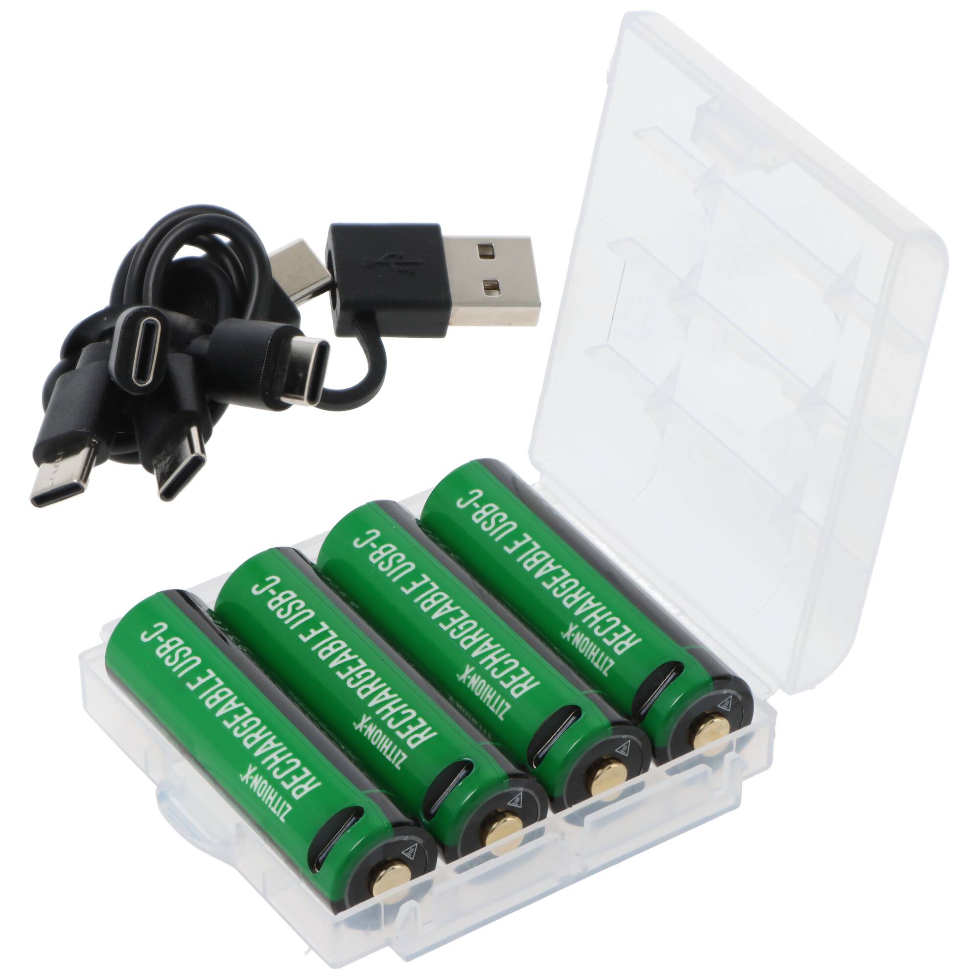 2400mAh Mignon AA 1,5V ZITHION-X® Lithium-Ionen Akkus, inkl. 4in1 USB-C Ladekabel