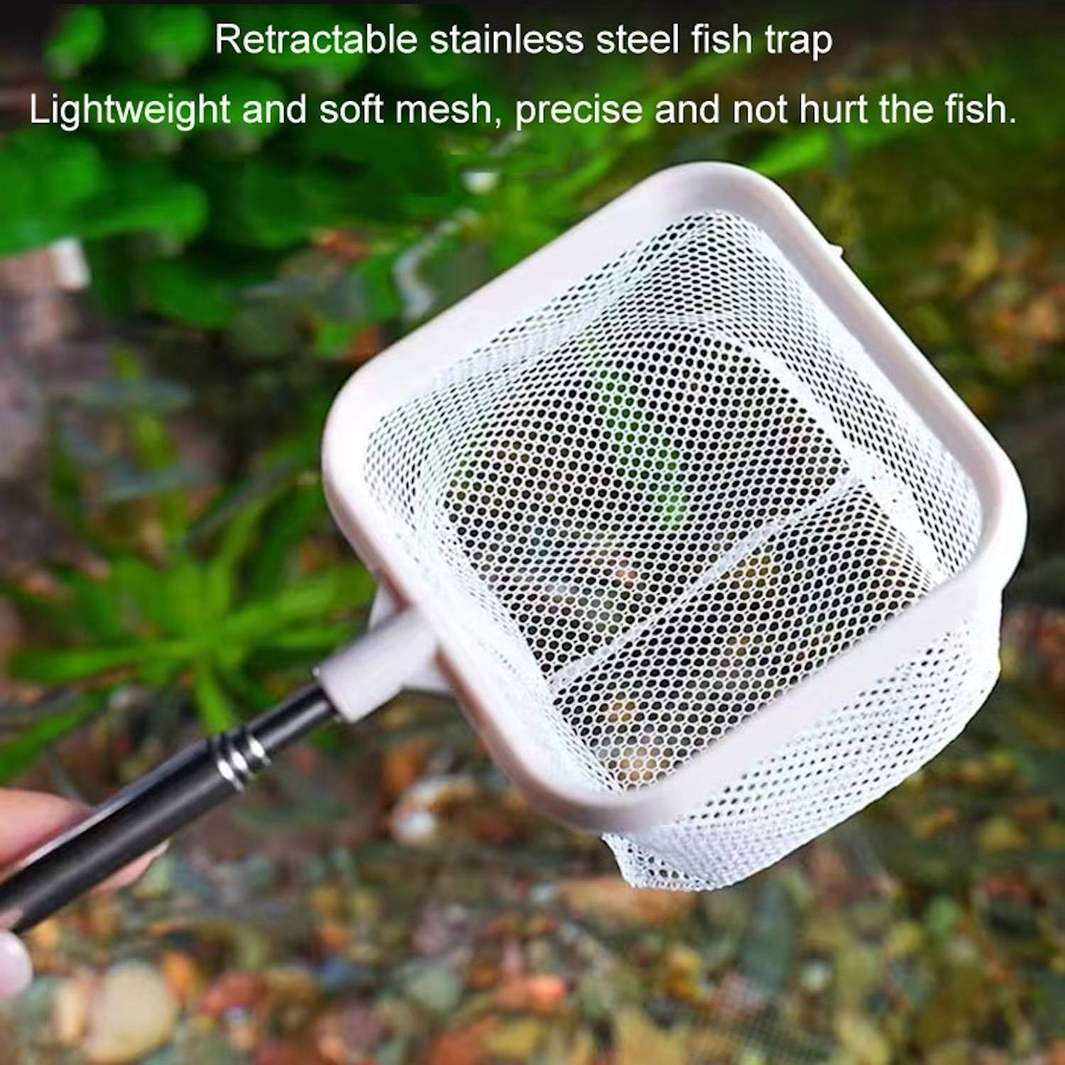 3D Fischernetz für Aquarium Edelstahl ausziehbar für Fische Weiß