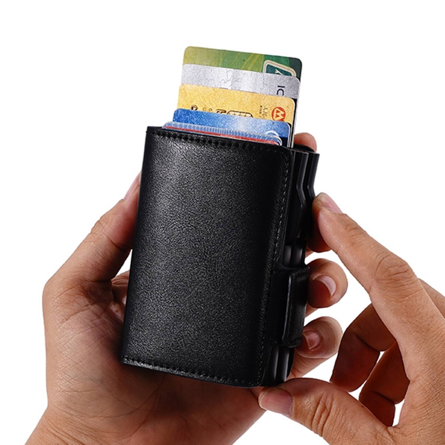 Kunstleder Kartenetui RFID Schutz Design Textur Dual Box Geldbeutel