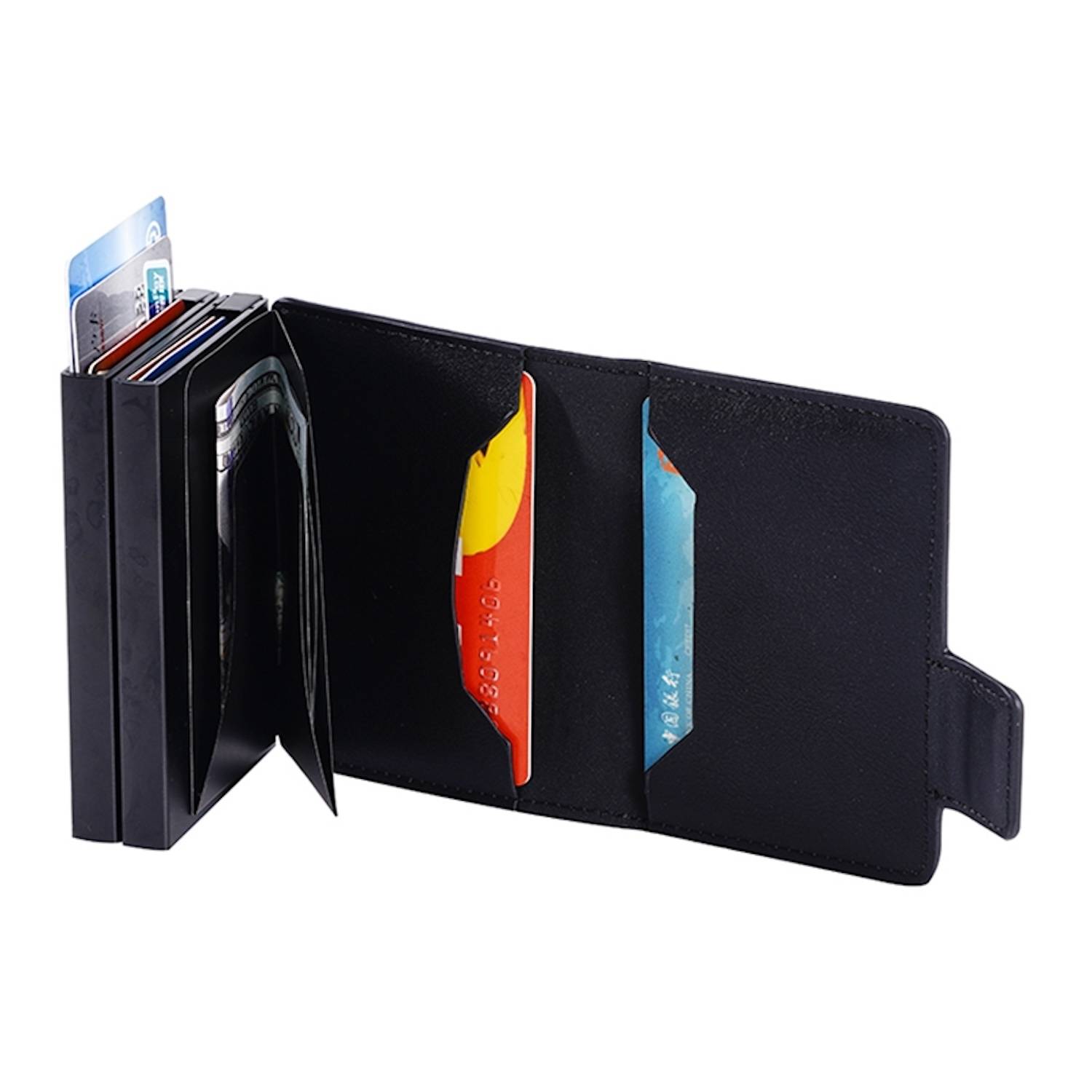 Kunstleder Kartenetui RFID Schutz Design Textur Dual Box Geldbeutel