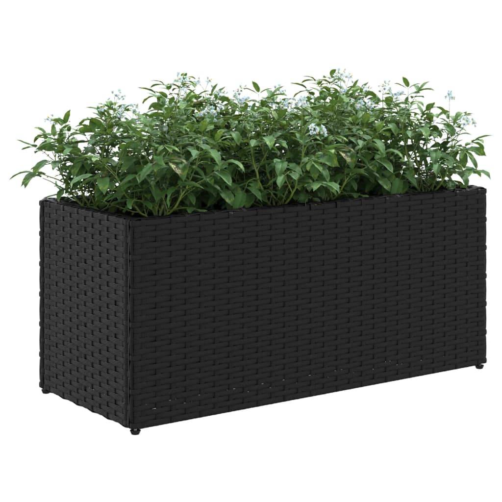vidaXL Pflanzkübel mit 2 Töpfen 2 Stk. Schwarz 72x30x32 cm Poly Rattan