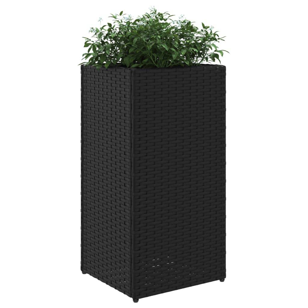 vidaXL Pflanzkübel 2 Stk. Schwarz 30x30x60 cm Poly Rattan