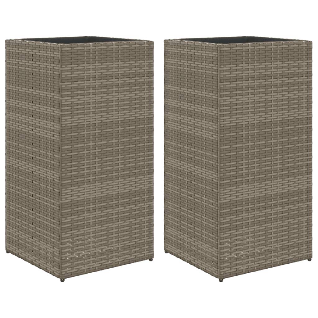 vidaXL Pflanzkübel 2 Stk. Grau 40x40x80 cm Poly Rattan