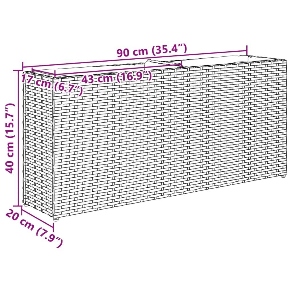 vidaXL Hochbeet mit 2 Fächern Grau 90x20x40 cm Poly Rattan