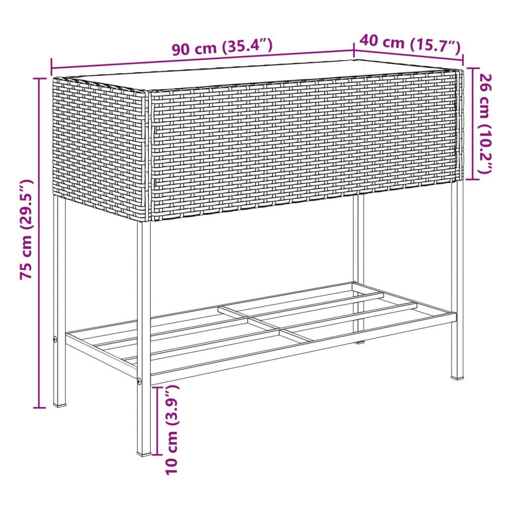 vidaXL Pflanzkübel mit Ablage Grau Poly Rattan