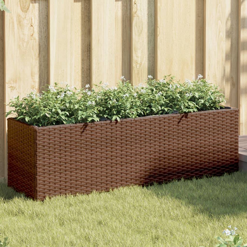 vidaXL Pflanzkübel mit 3 Töpfen 2 Stk. Braun 105x30x32 cm Poly Rattan
