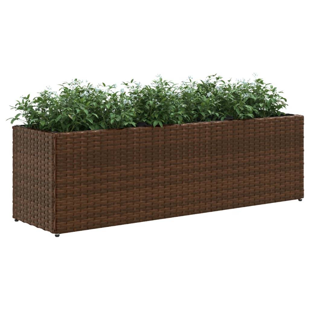 vidaXL Pflanzkübel mit 3 Töpfen 2 Stk. Braun 105x30x32 cm Poly Rattan