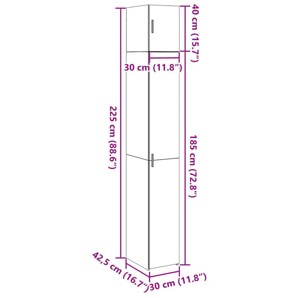vidaXL Hochschrank Schmal Weiß 30x42,5x225 cm Holzwerkstoff
