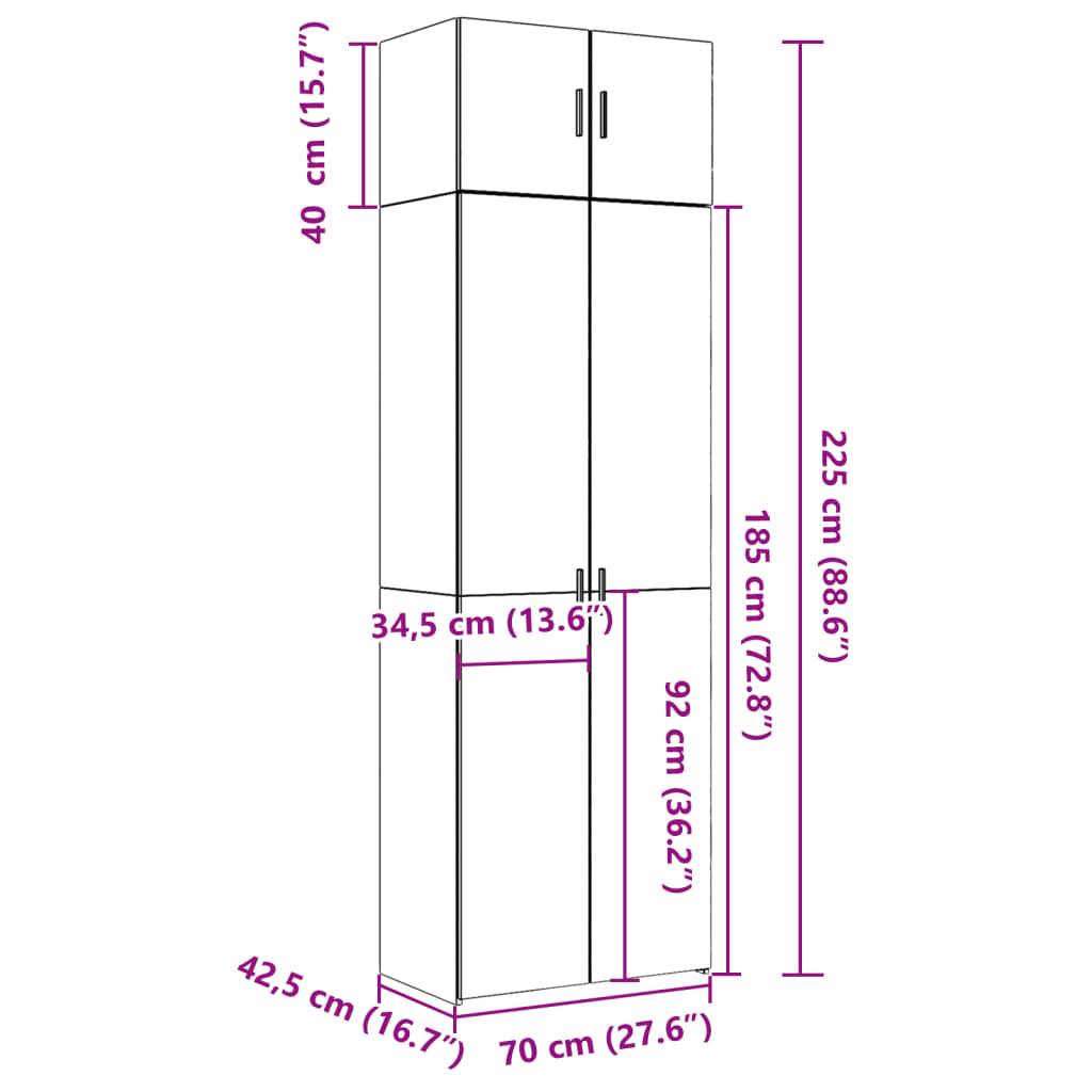 vidaXL Hochschrank Räuchereiche 70x42,5x225 cm Holzwerkstoff