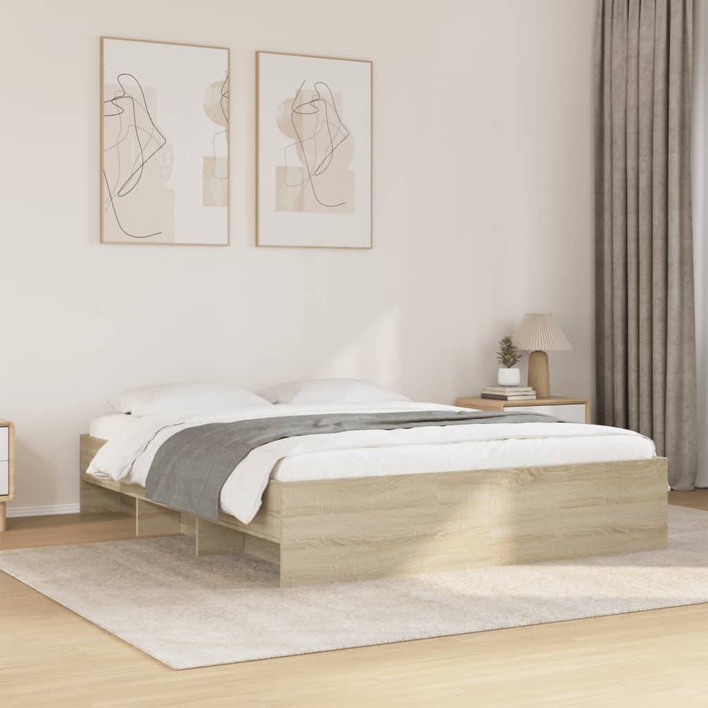 vidaXL Bettgestell ohne Matratze Sonoma-Eiche 150x200 cm Holzwerkstoff