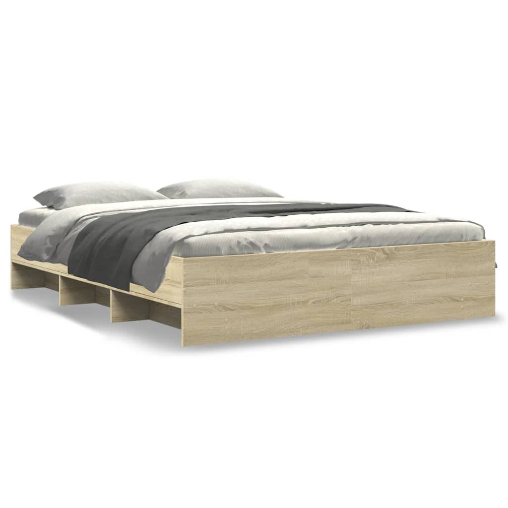 vidaXL Bettgestell ohne Matratze Sonoma-Eiche 150x200 cm Holzwerkstoff