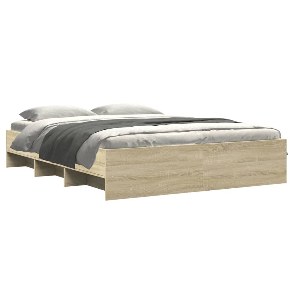 vidaXL Bettgestell ohne Matratze Sonoma-Eiche 150x200 cm Holzwerkstoff