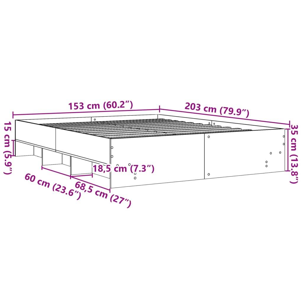 vidaXL Bettgestell ohne Matratze Sonoma-Eiche 150x200 cm Holzwerkstoff