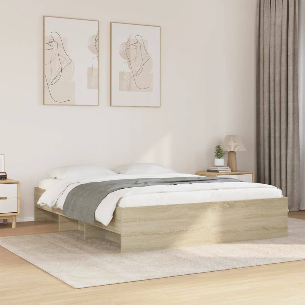 vidaXL Bettgestell ohne Matratze Sonoma-Eiche 160x200 cm Holzwerkstoff