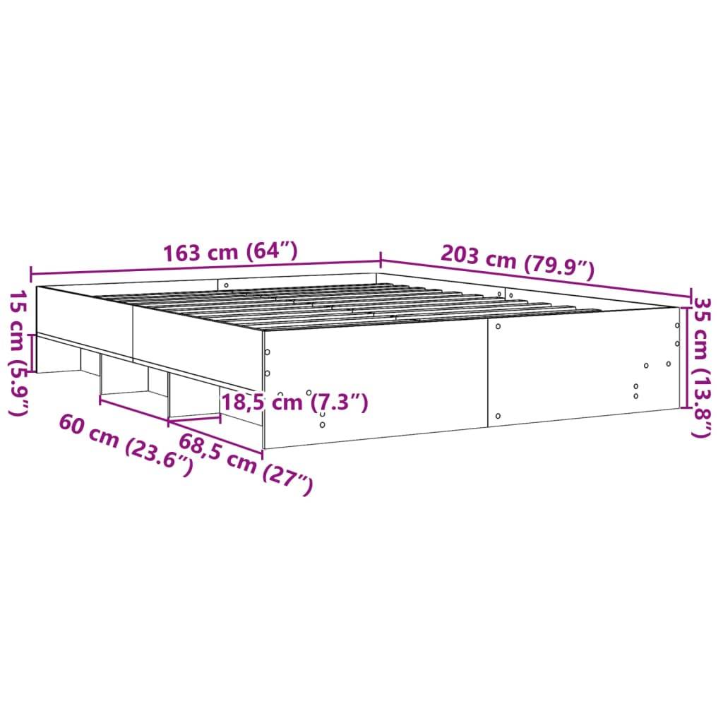 vidaXL Bettgestell ohne Matratze Sonoma-Eiche 160x200 cm Holzwerkstoff