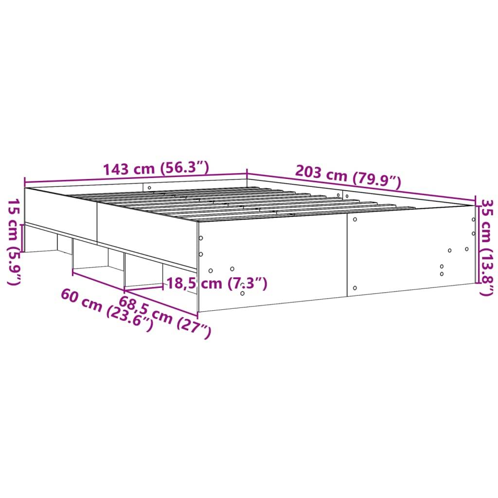 vidaXL Bettgestell Weiß 140x200 cm Holzwerkstoff