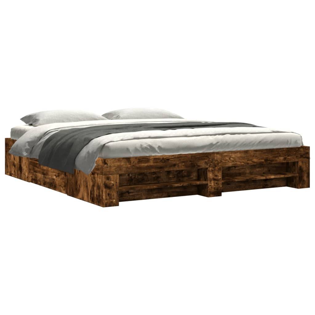 vidaXL Bettgestell ohne Matratze Räuchereiche 180x200 cm Holzwerkstoff