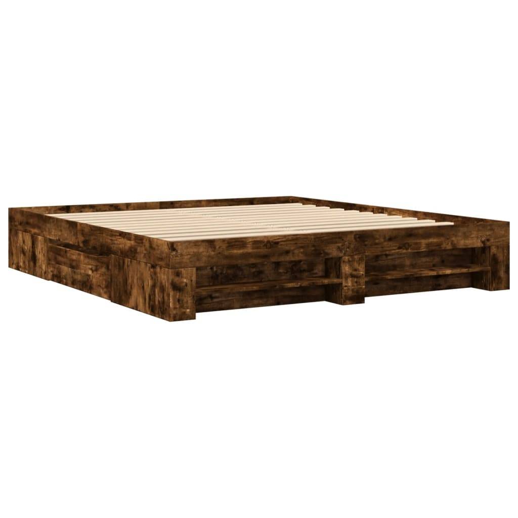 vidaXL Bettgestell ohne Matratze Räuchereiche 180x200 cm Holzwerkstoff